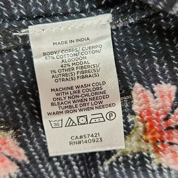 🔺️Loft Black & Red Floral Print & Metallic Gold Long Sleeve Top Small - Picture 11 of 11